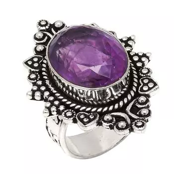 Серебряные украшения ручной работы с аметистовым драгоценным камнем 6.5