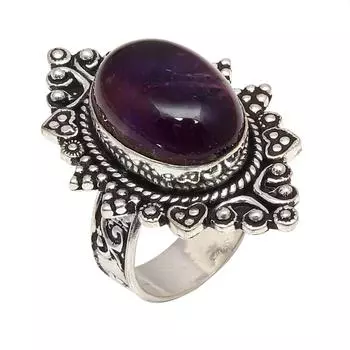 Серебряные украшения ручной работы с аметистовым драгоценным камнем 8.5