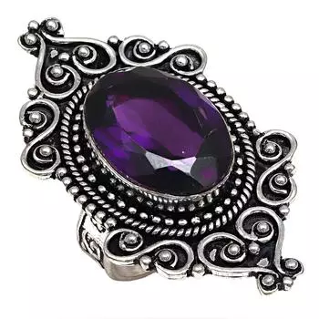 Серебряные украшения ручной работы с аметистовым драгоценным камнем 8.5