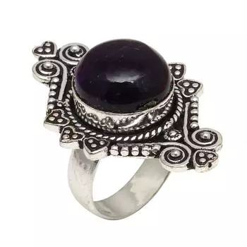 Серебряные украшения ручной работы с аметистовым драгоценным камнем 8.5