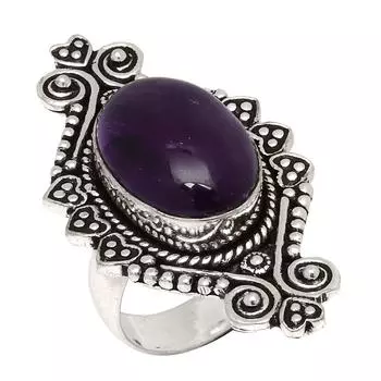 Серебряные украшения ручной работы с аметистовым драгоценным камнем 6.5