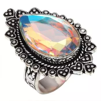 Серебряные украшения ручной работы с белым мистическим топазом 9