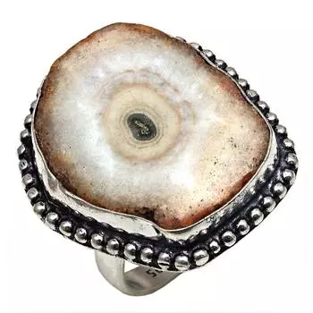 Серебряные украшения ручной работы с белым солнечным друзовым камнем 8