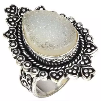 Серебряные украшения ручной работы с белыми друзами 7