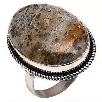 Серебряные украшения ручной работы с черным рутиловым камнем 8.5