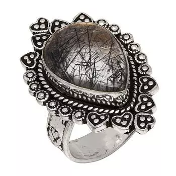 Серебряные украшения ручной работы с черным рутиловым камнем 8.25