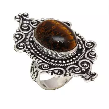 Серебряные украшения ручной работы с драгоценным камнем тигровый глаз 8