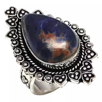 Серебряные украшения ручной работы с драгоценным камнем содалит 8