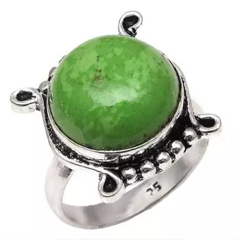 Серебряные украшения ручной работы с драгоценным камнем из зеленой бирюзы 9