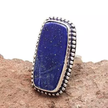 Серебряные украшения ручной работы с драгоценным камнем лазурит 8