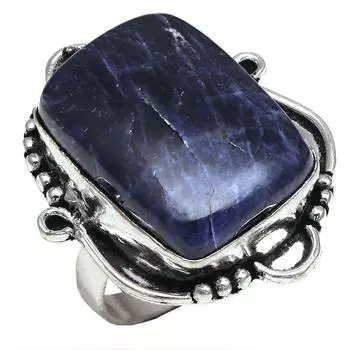 Серебряные украшения ручной работы с драгоценным камнем содалит 9