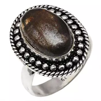 Серебряные украшения ручной работы с драгоценным камнем чезолит 9.5