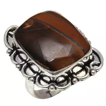 Серебряные украшения ручной работы с драгоценным камнем тигровый глаз 7A