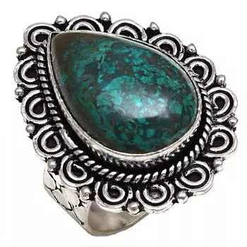 Серебряные украшения ручной работы с драгоценным камнем хризоколла 9