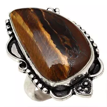 Серебряные украшения ручной работы с драгоценным камнем тигровый глаз 6.5