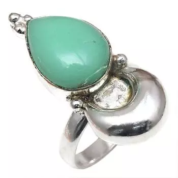 Серебряные украшения ручной работы с драгоценным камнем хризопраз 8.5