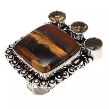 Серебряные украшения ручной работы с драгоценным камнем тигровый глаз 7A