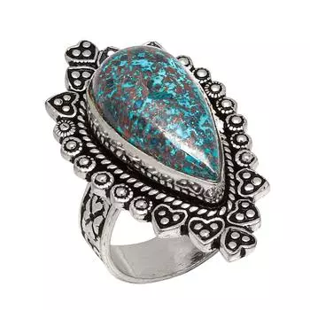 Серебряные украшения ручной работы с драгоценным камнем хризоколла 8.5