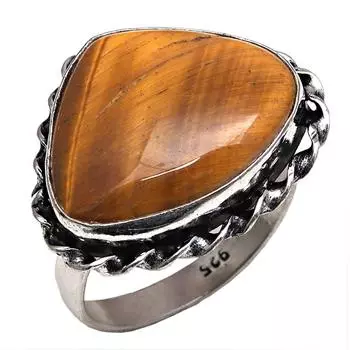 Серебряные украшения ручной работы с драгоценным камнем тигровый глаз 8.5