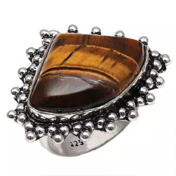 Серебряные украшения ручной работы с драгоценным камнем тигровый глаз 6.5