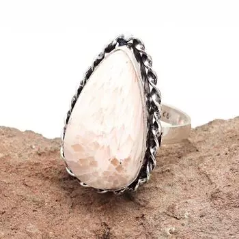 Серебряные украшения ручной работы с драгоценным камнем сколецитом 8.5