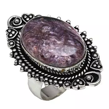 Серебряные украшения ручной работы с драгоценным камнем чероит 8.5