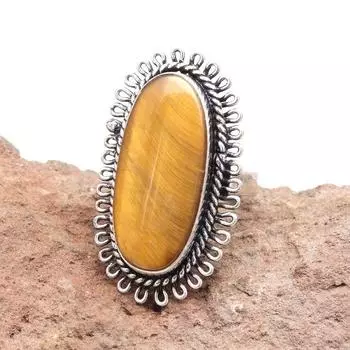 Серебряные украшения ручной работы с драгоценным камнем тигровый глаз 8