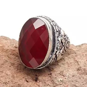 Серебряные украшения ручной работы с красным гранатом 7.5