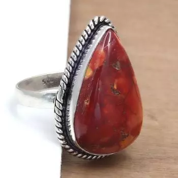 Серебряные украшения ручной работы с яшмой «Птичий глаз» «9»