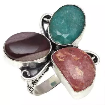 Серебряные украшения ручной работы с родонитом 8.5