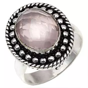 Серебряные украшения ручной работы с розовым кварцем и инкрустированным драгоценным камнем 7.5