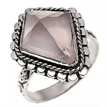 Серебряные украшения ручной работы с розовым кварцем и инкрустированным драгоценным камнем 9