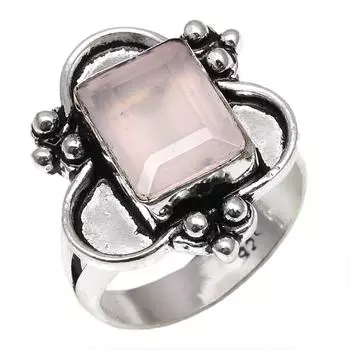 Серебряные украшения ручной работы с розовым кварцем и инкрустированным драгоценным камнем 9