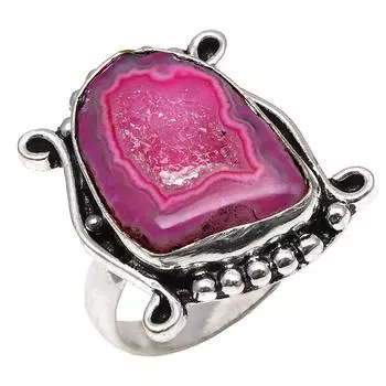 Серебряные украшения ручной работы с розовым окном и друзами из драгоценных камней 6.5