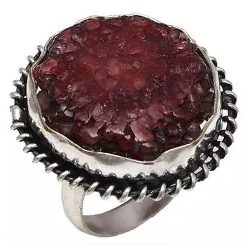 Серебряные украшения ручной работы с розовым солнечным друзовым камнем 6.5