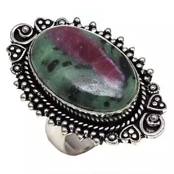 Серебряные украшения ручной работы с рубиновым цоизитом 7