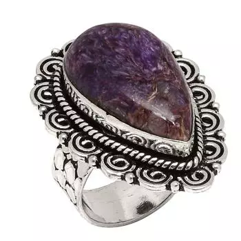 Серебряные украшения ручной работы с русским драгоценным камнем чероит 6.5