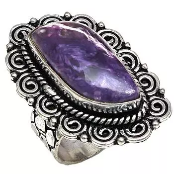 Серебряные украшения ручной работы с русским драгоценным камнем чероит 6.5