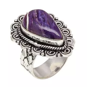 Серебряные украшения ручной работы с русским драгоценным камнем чероит 8.5