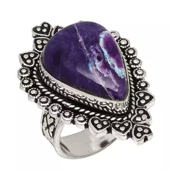 Серебряные украшения ручной работы с русским драгоценным камнем чероит 6.75