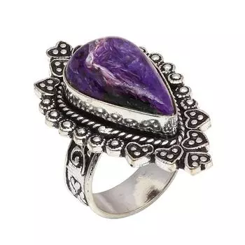 Серебряные украшения ручной работы с русским драгоценным камнем чероит 6.5