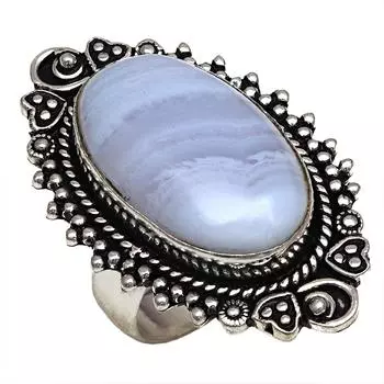 Серебряные украшения ручной работы с синим кружевным агатом 8