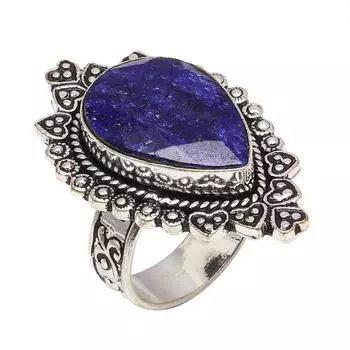 Серебряные украшения ручной работы с синим сапфиром 8