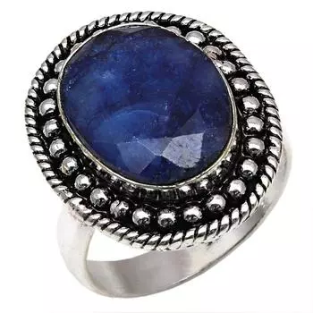 Серебряные украшения ручной работы с синим сапфиром 9