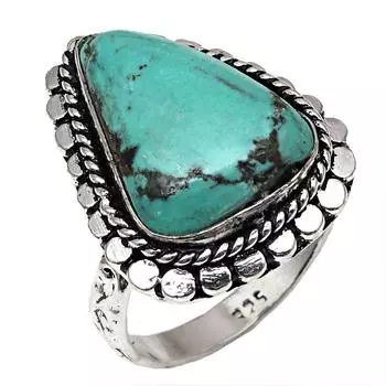 Серебряные украшения ручной работы с тибетским бирюзовым камнем 8