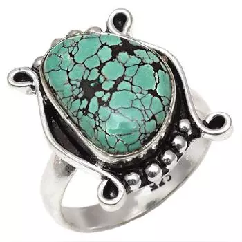 Серебряные украшения ручной работы с тибетским бирюзовым камнем 8