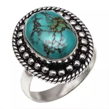 Серебряные украшения ручной работы с тибетским бирюзовым камнем 7.5