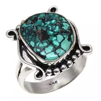 Серебряные украшения ручной работы с тибетским бирюзовым камнем 8