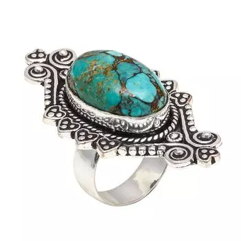 Серебряные украшения ручной работы с тибетским бирюзовым камнем 6