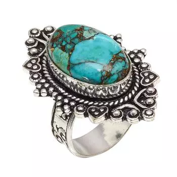 Серебряные украшения ручной работы с тибетским бирюзовым камнем 8